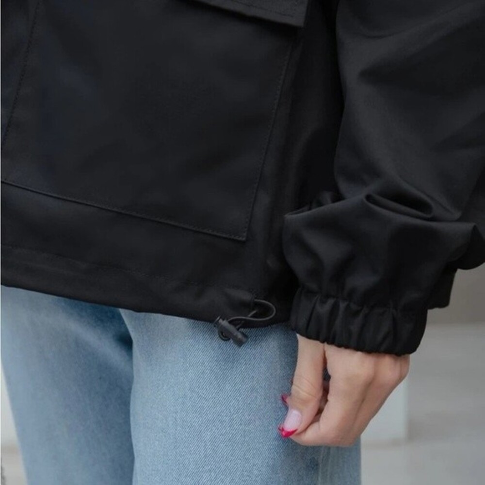 Dazy Shein Black Drop Shoulder Drawstring Hooded … - image 4